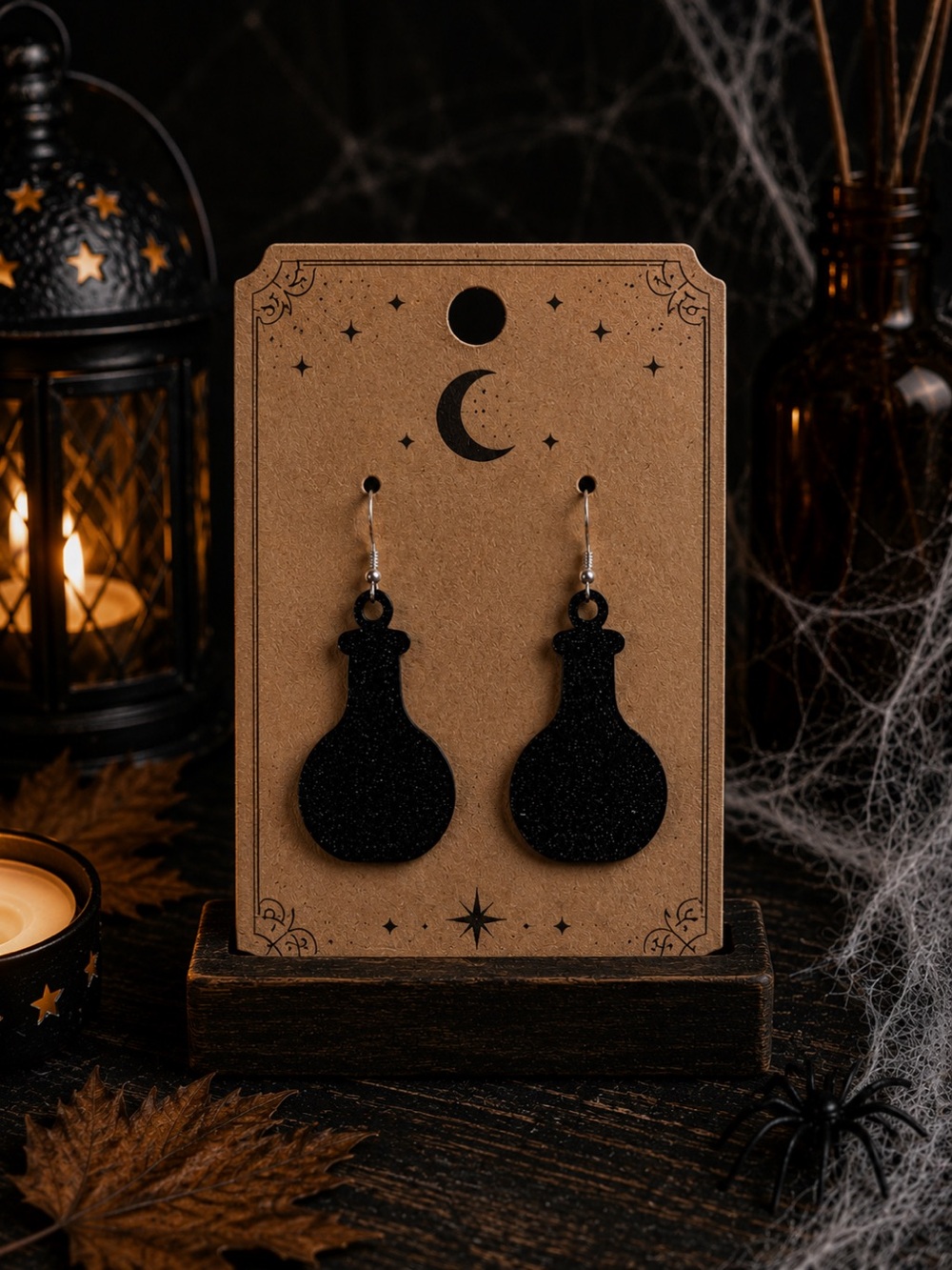 Black Potion Bottle Dangle Earrings - Women's Jewelry